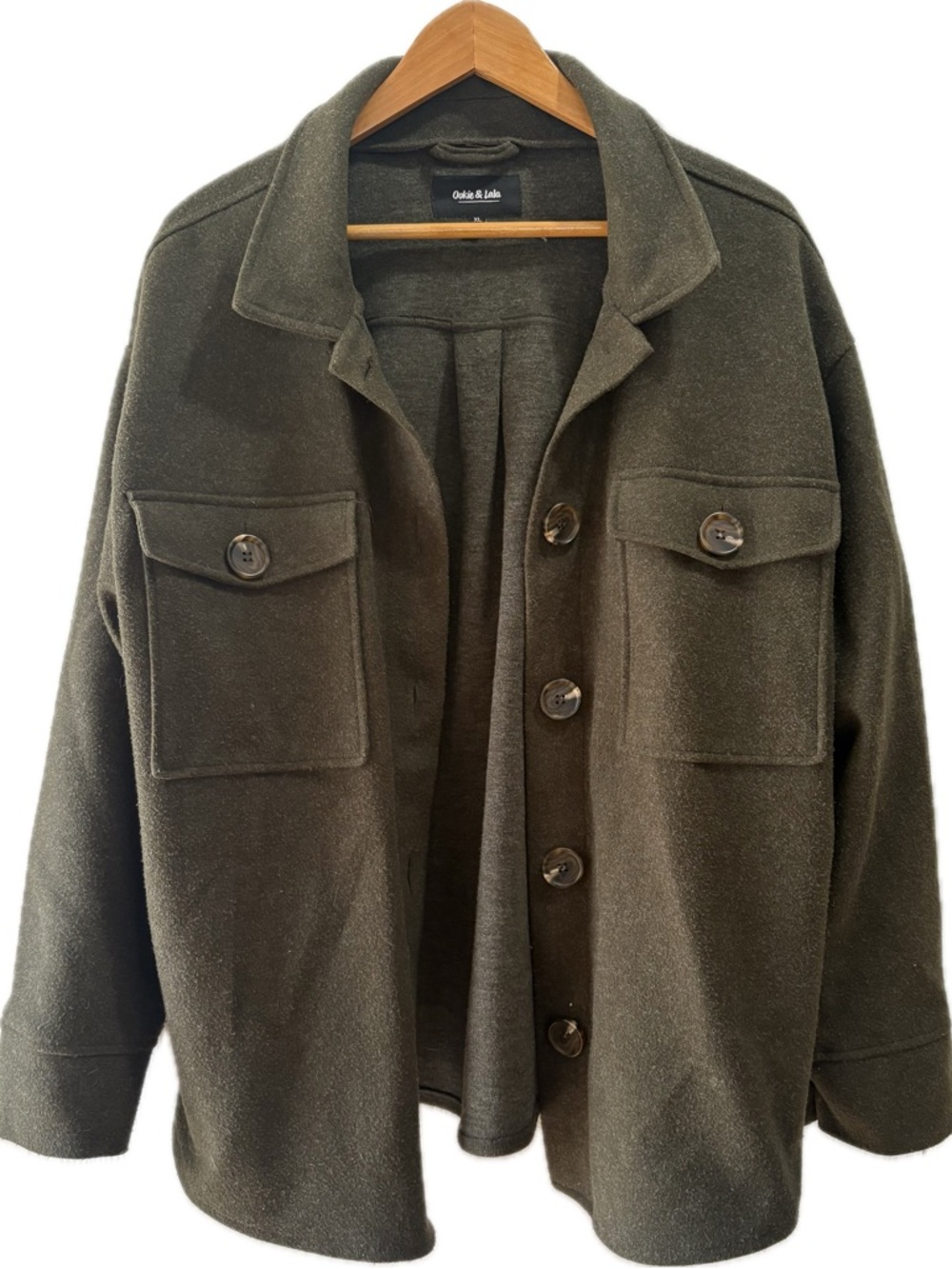Ookie & lala  Green Button-Front Utility Shacket